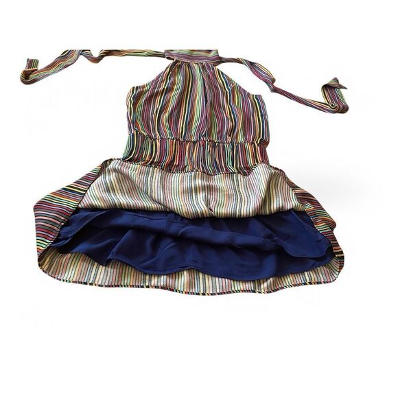 Do +Be Women’s Striped Multicolored Mini Sleeveless Tie Neck Lining Dress Size S - Picture 7 of 11